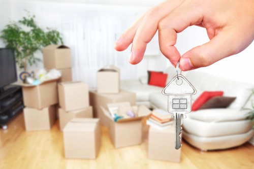 Packed boxes and furniture ready for local house removals