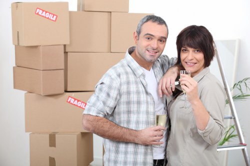 Local removals van for a student move near West Kensington flats